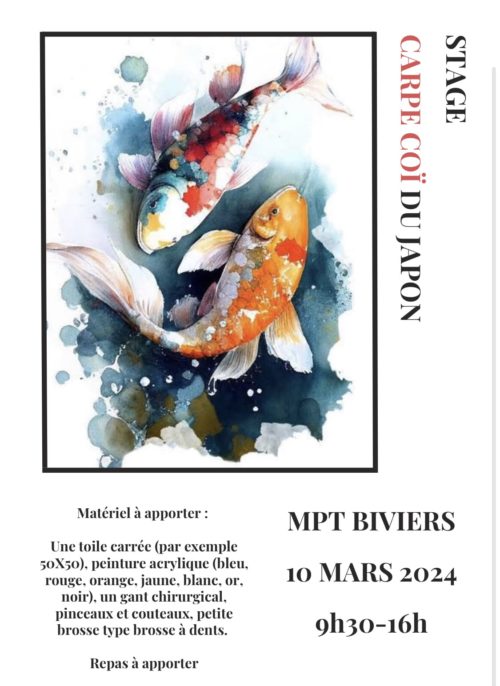 affiche stage acrylique carpe coï